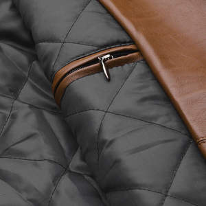 Veste en cuir et toile de haute qualité avec logo personnalisé, style tendance pour homme, coupe-vent, pour moto, hiver, nouvelle collection. - Product Image 6