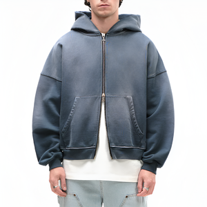 Sudadera con Capucha de Algodón Oversize de Invierno con Cremallera Completa y Estampado Personalizado de Alta Calidad para Hombre, Transpirable y a Bajo Precio - Product Image 6