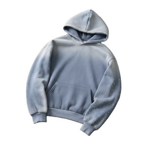 Women's Winter Rhinestone Hoodies 100% Cotton Fleece Lightweight Pullover with Front Custom Logo High Quality Streetwear - Product Image 5