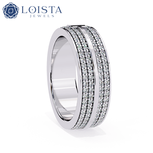 แหวนเพชรแพลตตินั่ม LOISTA ทรงกลมเจียระไนแบบบริลเลียนท์ สี D ธรรมชาติ ได้รับการรับรองจาก GIA แหวนแต่งงานสุดหรูสำหรับทั้งชายและหญิง - Product Image 3