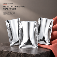 Pochette plate personnalisée multi-tailles en aluminium argenté à trois soudures latérales pour emballage alimentaire sous vide, vente en gros OEM
