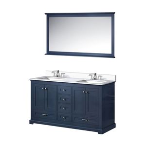 Navy Blue 60 In. W X 22 In. D Double Bath Vanity with Cultured Marble Top and 58 In. Mirror Faucet Set Included - Product Image 4