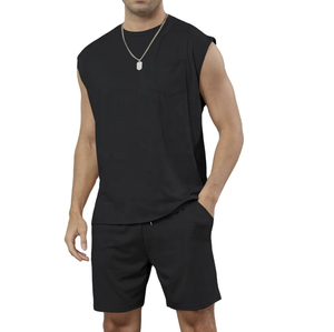 Professional Athletic Training Wear Lightweight Material Quick Dry Breathable Design For Gym Men Sleeveless T Shirt Short <b>Set</b> - Product Image 2