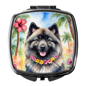 Keeshond Luau Miroir de maquillage de voyage compact, portable, pliable, design, cadeau pour femmes et filles - Product Image 1