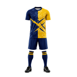 Conjunto de Camiseta de Fútbol Ekin Impex para Hombre, Manga Corta, Azul y Amarillo, Sublimada, Absorbente de Humedad, Uniforme Deportivo - Product Image 3