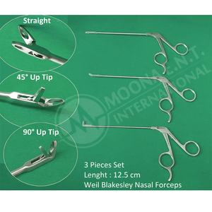 Ensemble de pinces nasales ENT 3 pièces droites 45° °   Up 90 °   Instruments chirurgicaux d'oto-rhino-laryngologie Up Tip certifiés CE - Product Image 1