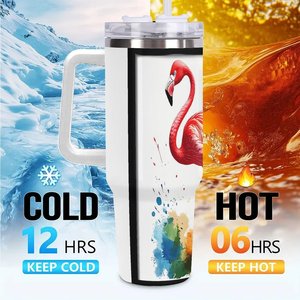 Stainless Steel Tumbler 40oz <b>Insulated</b> Travel Mug With Flamingo Design For Outdoor Use - Product Image 6