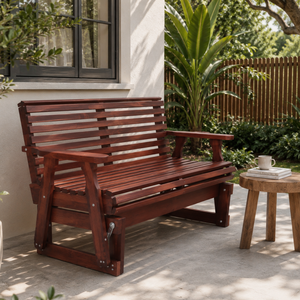 Modern Outdoor Wooden Glider <b>Bench</b> Patio Garden Swing <b>Bench</b> Solid <b>Wood</b> Seating for Villa Resort Hotel - Product Image 1