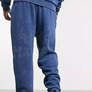 Conjunto Deportivo de Forro Polar 2 en 1 con Capucha Azul para Hombre, Manga Larga, Color Sólido, Algodón, Informal, Ropa de Invierno, Bolsillos Laterales, Cierre con Cordón - Product Image 3