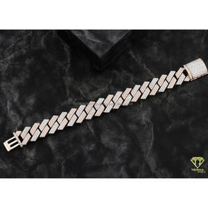 Premium Moissanite Diamond Hip Hop <b>Bracelet</b> Made in 925 <b>Sterling</b> <b>Silver</b> Featuring White and Rose Tone Cuban Links - Product Image 4
