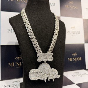 จี้ห้อยคอฮิปฮอปผู้ชายแบบกำหนดเองได้ พร้อมสร้อยคอประดับเพชรทรงกลมเจียระไนแบบเหลี่ยม D Color VVS เงินแท้ 925 ชุบเพชร รับรองโดย IGI - Product Image 2