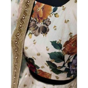 Magnifique créateur de vêtements de fête de couleur crème brodé Lehenga Choli - Product Image 2
