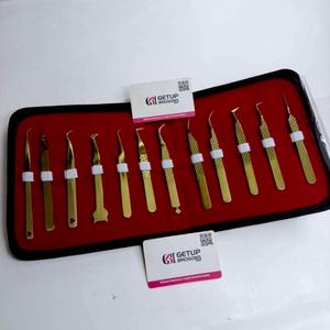 GETUP BROWS Pince à épiler pour cils plaquée or, ensemble d'outils de précision, emballage en étui - Product Image 6