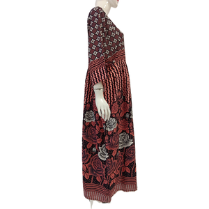 Robe longue décontractée pour femme de haute qualité, à manches longues, imprimé floral, en rayonne, coupe ample, pour l'été - Product Image 2
