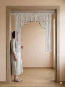 Cortina de Macramé de Algodón Hecha a Mano, Cortina Boho para Ventana, Ligera y Removible, Decoración de Pared para Sala de Estar - Product Image 3