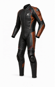 Traje de Motocicleta de Cuero de una Pieza Modern Heritage |   Marrón Negro |   Fabricante OEM ODM |   Diseño de Calidad Premium |   Ropa de Carreras - Product Image 2