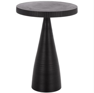 Mesa Auxiliar Redonda Moderna y Elegante con Base Texturizada para Muebles de Sala de Estar - Product Image 2
