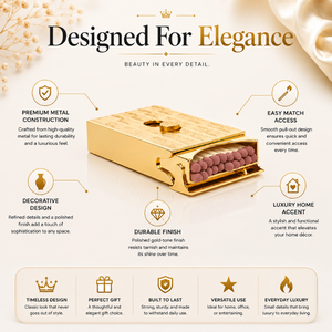Luxury Premium Gold Metal Match Box Holder Decorative Sliding Match Case Elegant Home Decor Accessory Premium Refillable Design - Product Image 5