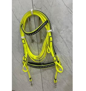 LLT Neon & Black Biothene (PVC) Metal Studded Horse Bridle <b>Set</b> with Comfortable & Durable Reins <b>Waterproof</b> 4 Sizes Custom Logo - Product Image 1
