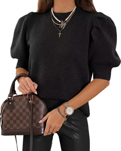 Suéter de Punto con Mangas Abullonadas para Mujer, Tendencia Primavera-Verano, Estilo Casual - Product Image 1