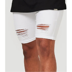 2026 Men's <b>White</b> Ripped Denim <b>Shorts</b> Mid Waist Distressed Casual Summer Style <b>Shorts</b> Men's Wide Leg <b>Jeans</b> Men's Denim <b>Shorts</b> - Product Image 2