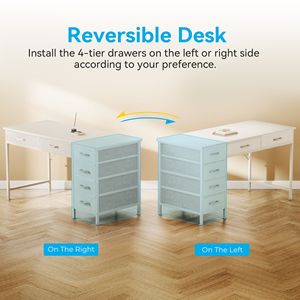 48" <b>White</b> Corner Computer <b>Desk</b> with 6 Drawers Reversible Storage for Small Spaces MDF <b>Home</b> <b>Office</b> <b>Desk</b> - Product Image 4