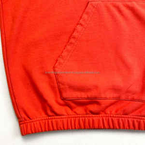 Sudadera con capucha lavada al sol recortada personalizada de los fabricantes Sudadera con capucha pulóver gráfico rojo de gran tamaño Sudadera con capucha lavada con ácido vintage desgastada para hombres - Product Image 4