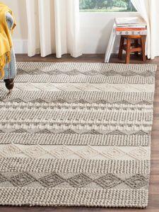 Cream and <b>Grey</b> Geometric Woven Cotton And Wool Bohemian Area <b>Rug</b> for <b>Living</b> <b>Room</b> - Product Image 6