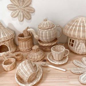 Jouets de cuisine en rotin miniature pour jeux d'imitation, ensembles de cuisine imaginaires pour les jeunes enfants - Product Image 6