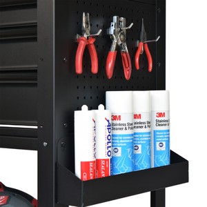 Wholesale Heavy Duty 84cm 4 <b>Drawer</b> Rolling Utility Tool Cart with Pegboard Shelf Matte Black Powder Coated Steel for <b>Workshop</b> - Product Image 3