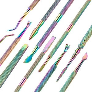 <b>Nail</b> Cleaning Tool Stainless Steel Beauty <b>Kit</b> Made In Pakistan Wholesale High Quality Dual-end Flat Cuticle Pusher Set - Product Image 5