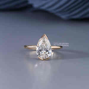 Anillo Solitario de Lujo de Plata S925 con Moissanita Corte Pera para Mujer, 2.02 CT, Calidad VS EF, 2 Quilates, Lágrima, Joyería de Oro Amarillo, Regalo - Product Image 3
