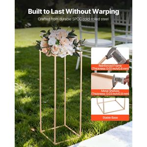 Set di 10 Supporti Floreali Rettangolari Dorati da 31,5 Pollici in Metallo Laminato per Decorazioni Matrimoniali - Product Image 3