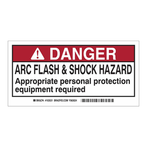 Etiquetas de Seguridad contra Arco Eléctrico y Descargas Brady DP-2X4, 2 x 4 Pulgadas, Paquete de 10, para Advertencia de Riesgos Eléctricos - Product Image 1
