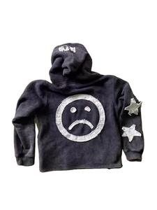 Custom Full <b>Zip</b> <b>Hoodie</b> Boxy <b>Cropped</b> Heavyweight <b>Zip</b> up <b>Hoodie</b> Distressed Applique Patch Embroidery Acid Wash <b>Zip</b> up <b>Hoodie</b> Men - Product Image 5