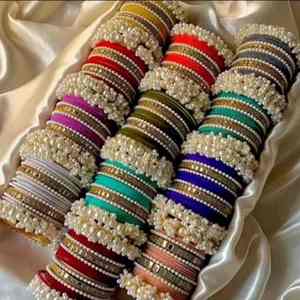 Ensemble de bracelets de mariage islamiques tendance et luxueux plaqués or Kundan pour femmes, bijoux traditionnels indiens pakistanais Chura - Product Image 4