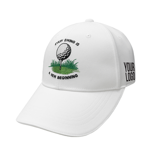 Gorra de Golf Blanca de 6 Paneles, Gorra de Béisbol con Logotipo Bordado en 3D en el Panel Frontal, Ajustada, Unisex, Informal, de Algodón para Primavera/Verano - Product Image 2