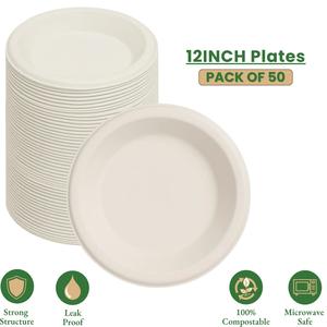 Platos Biodegradables de Bagazo de Caña de Azúcar de 12 Pulgadas, Vajilla Desechable Ecológica para Servir Alimentos a Precio de Mayoreo - Product Image 5