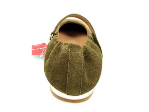 Dlords Zapatos planos Mary Jane de cuero de ante verde oliva para mujer, con punta cuadrada, correa en el tobillo, cómodos, transpirables, informales, para todas las estaciones - Product Image 4