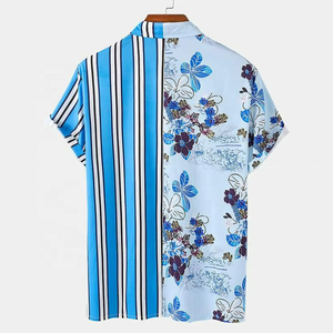 Chemise décontractée pour homme à rayures respirante 100% polyester à manches courtes style hawaïen S-5XL - Product Image 5