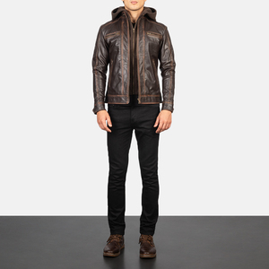 Blouson matelassé en cuir PU pour homme, grande taille, col montant, fermeture éclair, respirant, décontracté, coupe classique, effet délavé, collection automne, livraison directe - Product Image 1