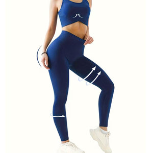High Waist Ribbed Yoga <b>Leggings</b> Full Length Seamless Spandex/<b>Nylon</b> Four-Way Stretch Quick Dry Eco-Friendly Breathable Women - Product Image 1