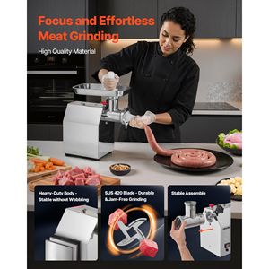 Tritacarne Elettrico Commerciale con Capacità di 7 Libbre/min # Smerigliatrice Industriale 12 con 2 Lame in Acciaio Inossidabile e 2 Piastre di Macinazione - Product Image 6
