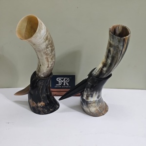 Corne à boire viking haut de gamme avec support en corne de buffle, artisanat naturel fait main, pour bière artisanale, hydromel, bière, vin, vaisselle médiévale - Product Image 4
