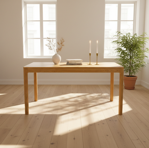Table à manger Maya en teck massif, fabrication artisanale, design rectangulaire minimaliste haut de gamme, pour une utilisation élégante à l'entrée de la maison - Product Image 4
