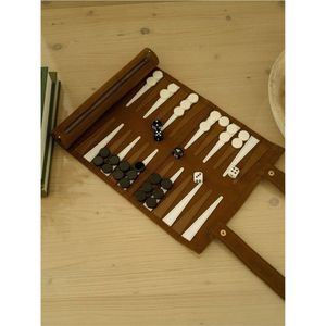 Jeu de backgammon de luxe en cuir PU, portable, compact, avec dés, idéal pour les voyages - Product Image 1