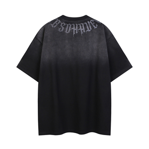 Camiseta Oversize para Hombre con Estampado Gótico, Negra Lavada Estilo Vintage, de Algodón, Estilo Urbano, Casual, de Moda, de Manga Corta, Top de Tendencia - Product Image 2