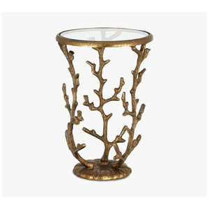 Table d'appoint en aluminium artisanale, finition métallique vintage, design Art Déco, couleur et taille personnalisables pour un intérieur moderne, Diwali - Product Image 3