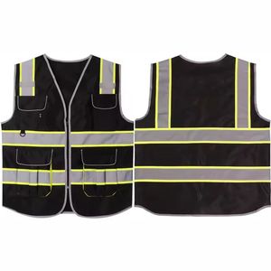 Gilets de sécurité réfléchissants haute visibilité modernes, 8 poches, fermeture éclair sur le devant, unisexe, vêtements de chantier, gilet de sécurité à vendre - Product Image 1