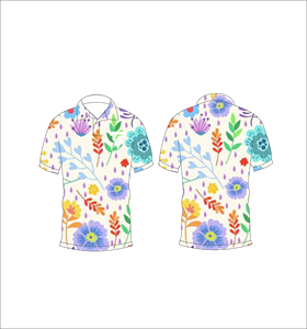 Polo pour homme à imprimé floral multicolore blanc, manches courtes, décontracté, pour l'été, pour le golf - Product Image 3